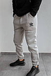 Штани спортивні Adidas чоловічі зимові сірі теплі повсякденні на флісі молодіжна Туреччина, фото 2