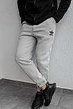 Штани спортивні Adidas чоловічі зимові сірі теплі повсякденні на флісі молодіжна Туреччина, фото 4