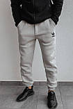 Штани спортивні Adidas чоловічі зимові сірі теплі повсякденні на флісі молодіжна Туреччина, фото 5