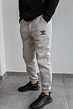 Штани спортивні Adidas чоловічі зимові сірі теплі повсякденні на флісі молодіжна Туреччина, фото 6