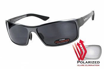 Окуляри поляризаційні BluWater Alumination-1 Gun Metal Polarized (gray) чорні в темній оправі