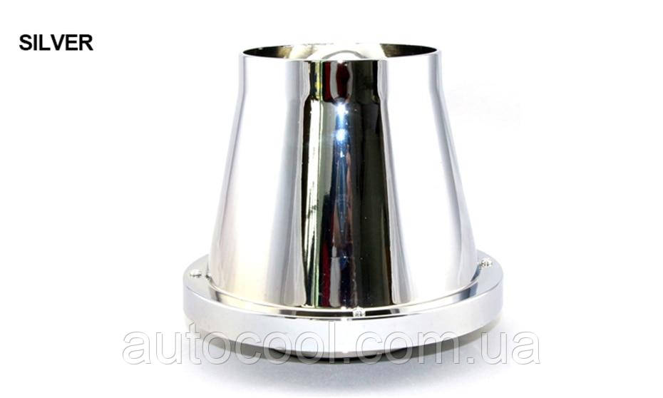 Універсальний повітряний фільтр у корпусі нульового опору з посадковим діаметром 76 мм колір хром, фото 1