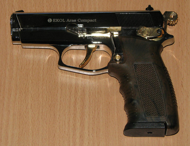 Пістолет стартовий Ekol Aras Compact (хром з позолотою), фото 1