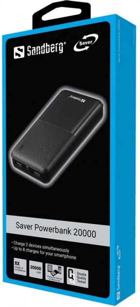 Портативная батарея Power Bank Sandberg Saver 20000 mAh Black (320-42) - фото 3 - id-p1691327543