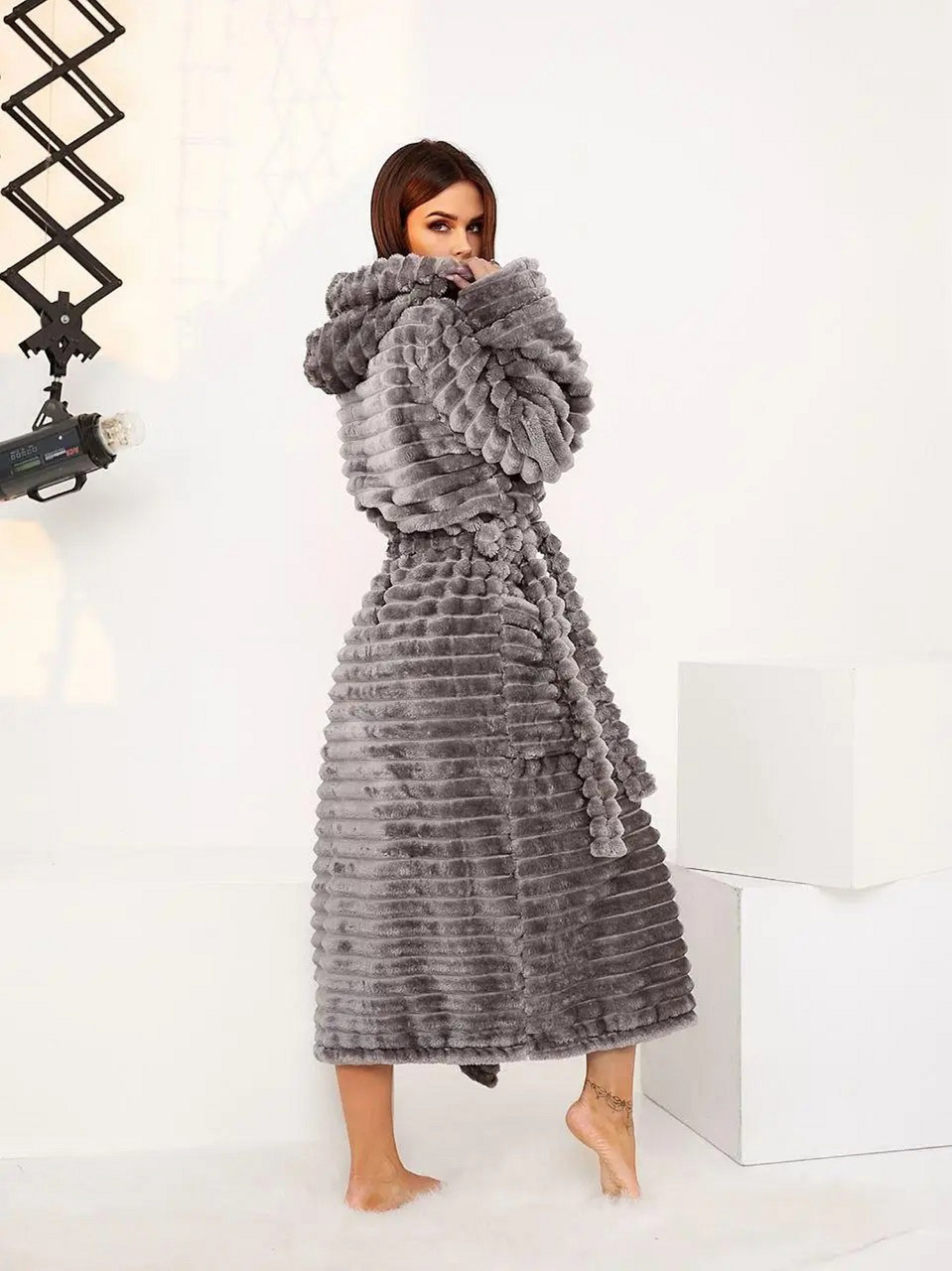 Женский махровый Турецкий халат "Шарпей" - фото 1 - id-p1047720701