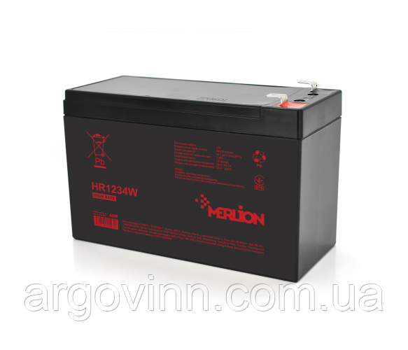 Акумуляторна батарея MERLION HR1234W, 12V 9,5Ah ( 151 х 65 х 94 (100) )Q10/4