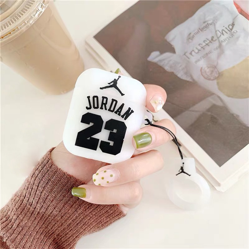 Силіконовий чохол Alitek для навушників Apple AirPods 1 / 2 Jordan 23 + кільце White