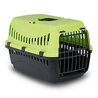 Пастикова Переноска для собаки кота тварини до 8 кг GIPSY 2 large Green пластикові дверцята 58х38х38h см