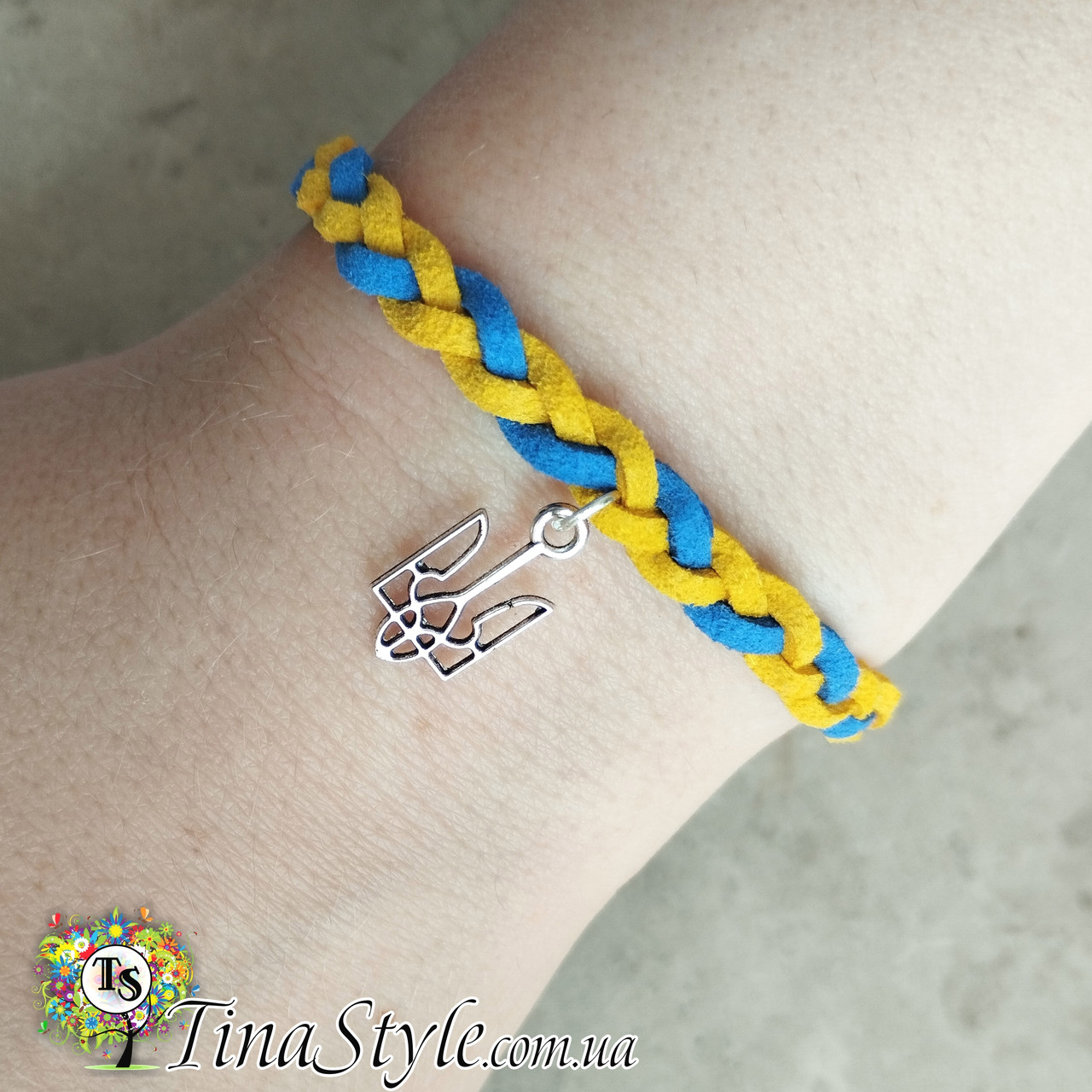 Патріотичний синьо-жовтий браслет герб України тризуб тризуб Україна, фото 1