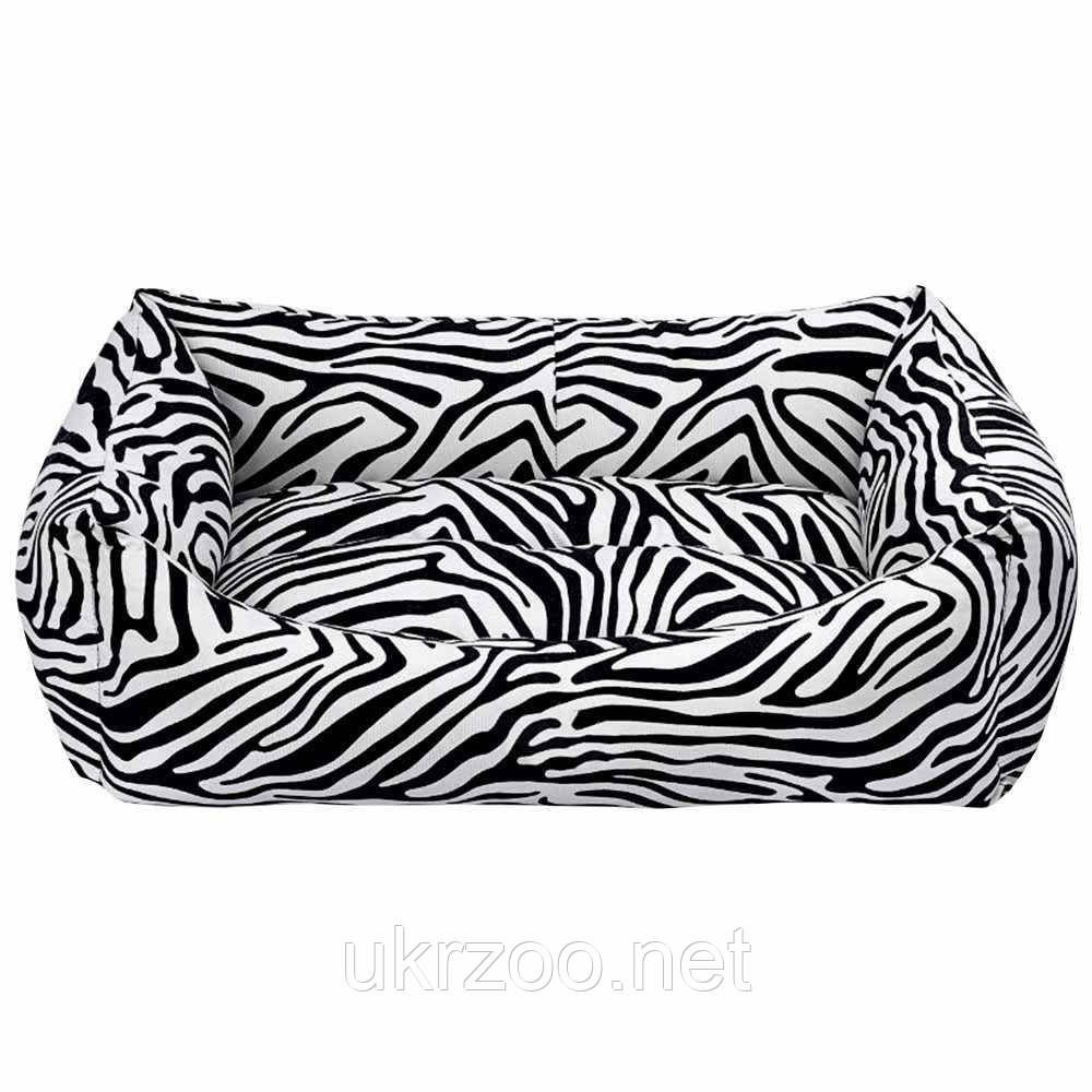 Диван Лежак для собак і котів MAKARON, прямокутний з бортиками (зебра ...