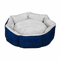 Лежак для собак і котів CUPCAKE ,круглий (синій/сірий) 80 см 25кг L