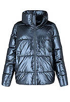 Женская темно-синяя глянцевая стеганая куртка J COSMOS / XL