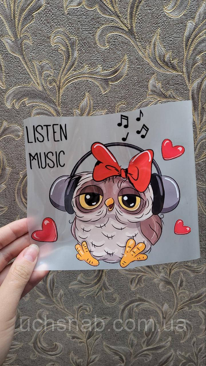 Дитяча термонаклейка на одяг Listen music, фото 1
