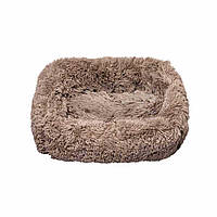 Лежак плюшевий для тварини PONCHIK ,прямокутний (коричневий) 95*70*22 см XL