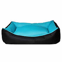 Лежак Диван для собак і котів DONDURMA,прямокут,з бортиками,(чорний/блакит) 78*60*22 см L