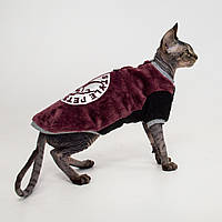 Кофта с рукавом для кошки (кота) из махровой ткани Style Pets (одежда для котов и кошек) FaceSPS Marsala