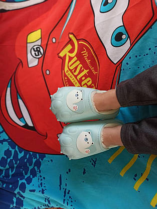 Блакитні дитячі КРОКСИ з утепленням "лапки" непромокні BLUE Crocs сліпони капці для вулиці осінь зима, фото 4
