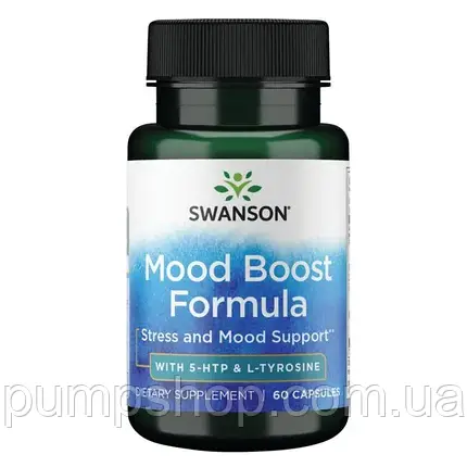 Для підтримки настрою Swanson Mood Boost Formula with 5-HTP & L-Tyrosine 60 капс. (уцінка термін по 4.24), фото 1
