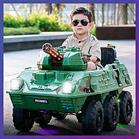 Детский электромобиль танк Bambi M 4862 с пультом радиоуправления для детей 3-8 лет зеленый камуфляж