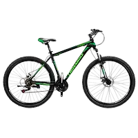 Велосипед CrossBike Leader 29 дюймів 19 рама Чорний-Зелений/алюмінієвий найнер від 175 см/ 2021