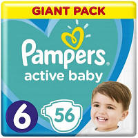 Памперсы Pampers Active Baby 6, вес 13-18 кг, 56 шт, подгузники памперс актив бейби (8001090950130) DL
