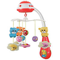Мобіль-карусель Baby Mix FS-35604 Ведмедики Червоний пластиковий з проєктором + 9 іграшок і 4 типи мелодій