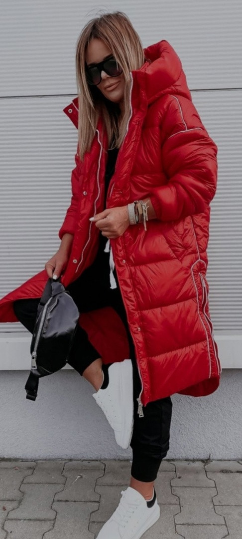 Женская теплая куртка-пальто на синтепоне с капюшоном (Норма и полубатал) - фото 1 - id-p1691606845