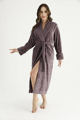 Турецький Махровий Халат Жіночий Жакард Nusa 8650 Фіолетовий S (44)