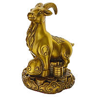 Статуэтка коза с монетами гороскоп год козы 14х10х10 см бронза (C4759)