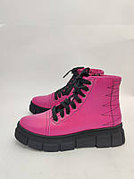 Шкіряні жіночі черевики демісезонні рожеві 36-40 женские ботинки деми Phany