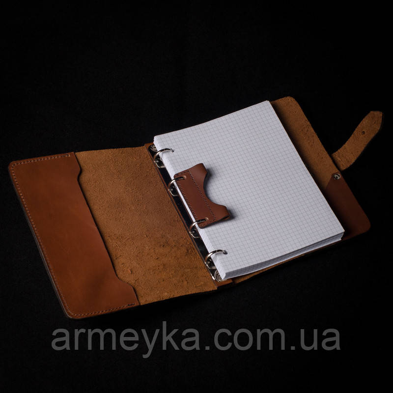 Блокнот, ежедневник а5 (ручной работы), дбр, темно-коричневый, натуральная кожа, UA - фото 2 - id-p1691636659