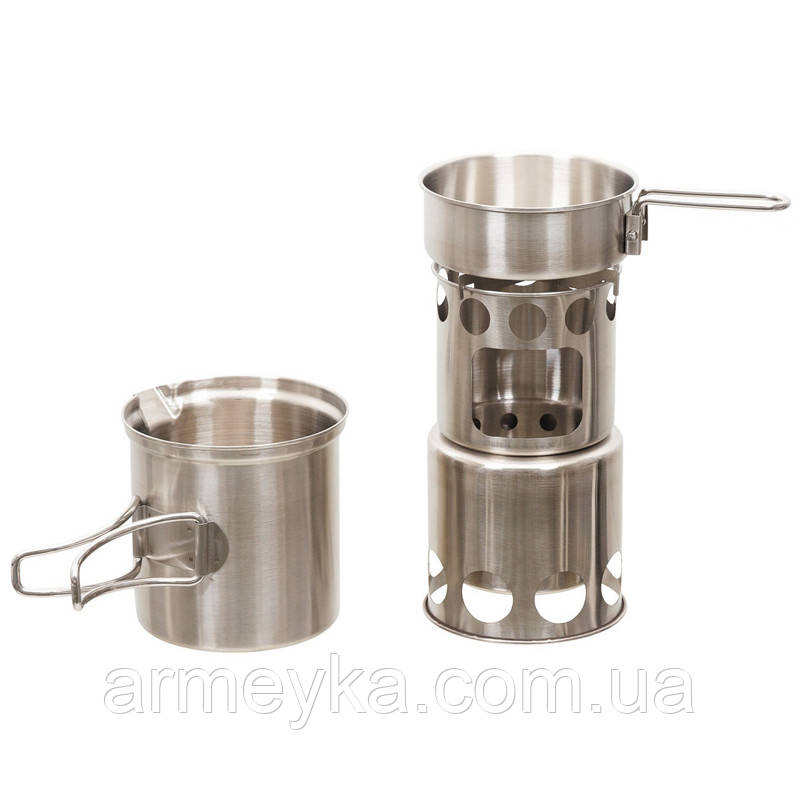 Печь складная полевая кухня (печь+посуда) "travel" стальной нержавеющая сталь MFH Германия - фото 1 - id-p1691636675