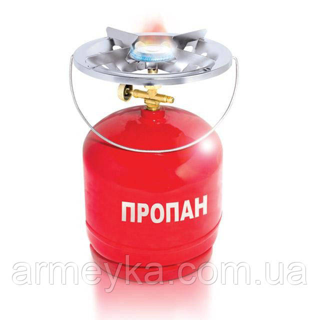 Печь газовая, комплект кемпинговый 5 л. (баллон+плитка), красный, металл, Intertool PRC - фото 2 - id-p1691656350