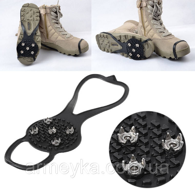 Ледоступы, ледоступы anti slip ice snow grips (25х9,4 см.). черный резина 444543 китай, черный, резина, PRC - фото 1 - id-p1691656474