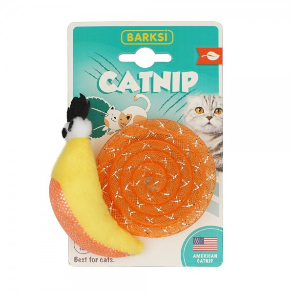 Іграшка для котів BronzeDog Barksi Catnip равлик жовта з запахом котячої м'яти 9см
