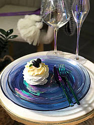 Тарілка скляна обідня прозоро-синя Океан 31 см арт. 16112-13