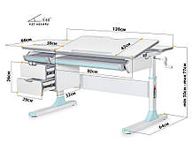 Дитячий стіл трансформер хлопчикові для уроків і навчання | Mealux Hamilton Lite KBL, фото 3
