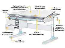 Дитячий стіл трансформер хлопчикові для уроків і навчання | Mealux Hamilton Lite KBL, фото 2