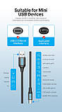 Кабель Vention Mini USB 2.0 для зарядки та передачі даних 480Mbps 0,5 м Чорний COMBD, фото 7