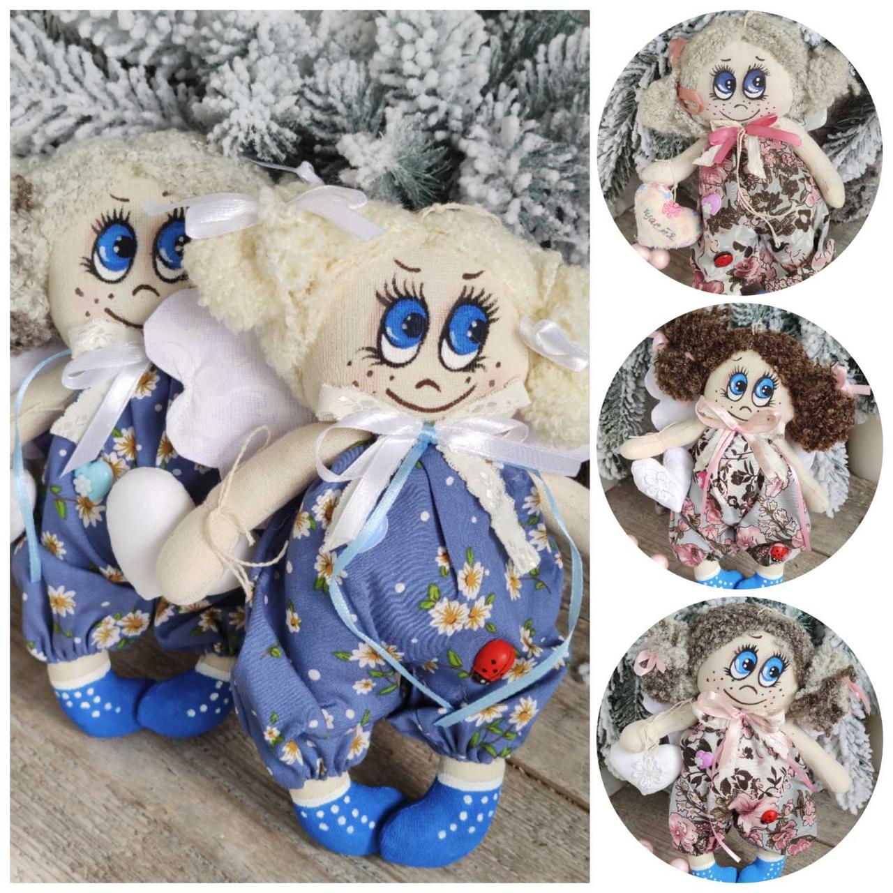 Текстильний янгол, ангел ручної роботи, авторська іграшка янгол, оберіг янгол, 22см,, фото 1