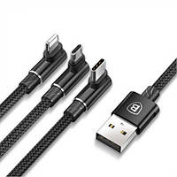 Кабель Baseus MVP 3-in-1 Mobile Game Cable USB to Type-C/Lightning/MicroUSB 3.5A 1.2m CAMLT-WZ01 Black