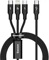 Кабель Baseus Rapid Series 3-in-1 Cable Type-C to Type-C/Lightning/MicroUSB PD 20W 1.5m CAMLT-SC01 Black