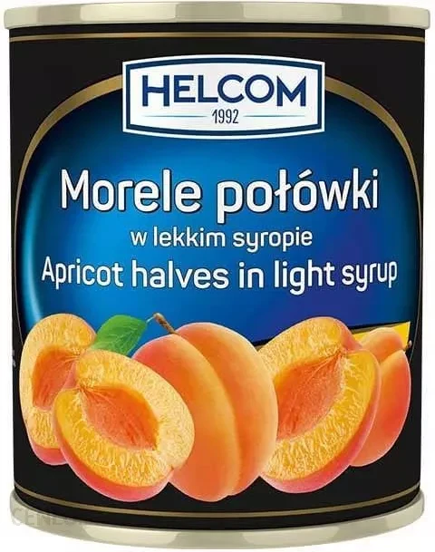 Абрикос консервований у сиропі половинками ж/б Helcom (Польща), 850г, фото 1
