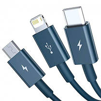 Кабель Baseus Superior Series Cable USB to Type-C/Lightning/MicroUSB 3.5A 1.5m CAMLTYS-03 Blue, фото 5