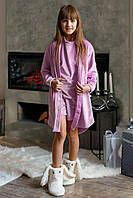 Подростковый домашний комплект 5 в 1, пижама и халат, велюровый комплект