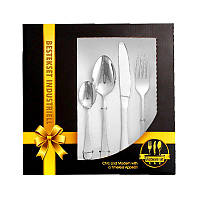 Набір столових приборів 24 предмети з неіржавкої сталі овальні Bestekset Classic срібний (LB-69135)