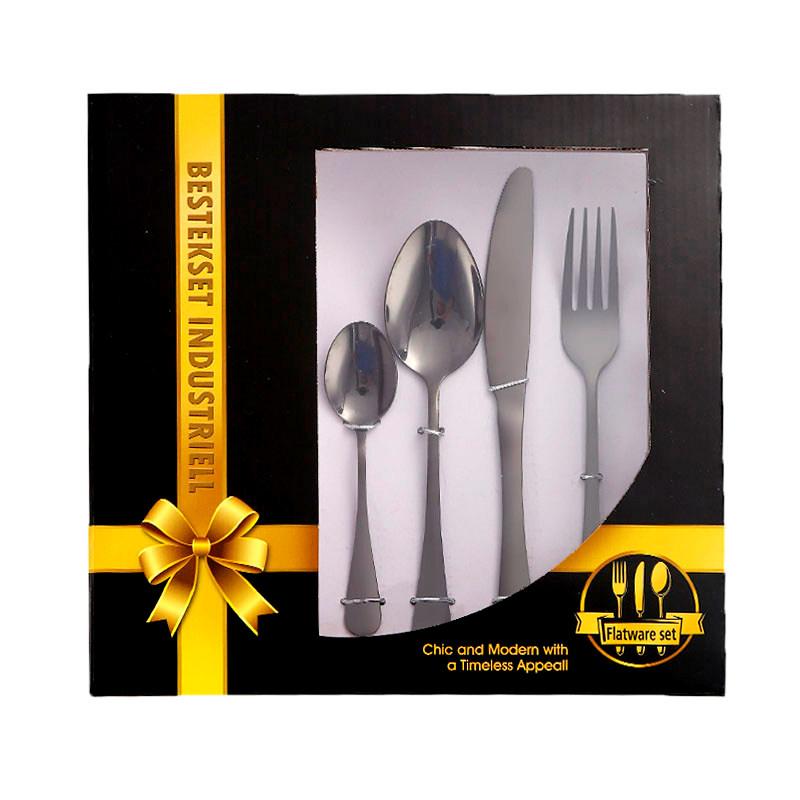 Набір столових приборів 24 предмети з неіржавкої сталі овальні Bestekset Classic чорний (LB-69109), фото 1