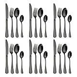 Набір столових приборів 24 предмети з неіржавкої сталі овальні Bestekset Classic чорний (LB-69109), фото 3