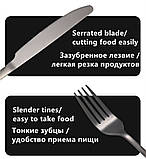 Набір столових приборів 24 предмети з неіржавкої сталі овальні Bestekset Classic чорний (LB-69109), фото 6