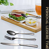 Набір столових приборів 24 предмети з неіржавкої сталі овальні Bestekset Classic чорний (LB-69109), фото 7